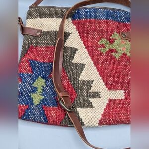 Vintage Wool Colorful Patterned Women Crossbody Bag
